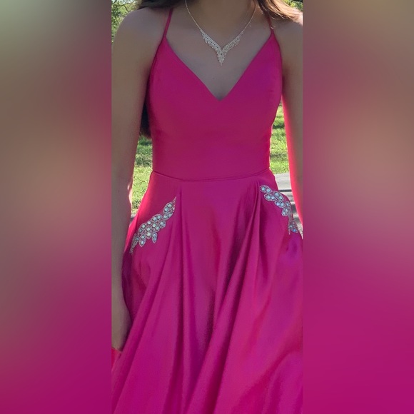 Fuchsia pink prom dress  size 0 - Picture 3 of 4